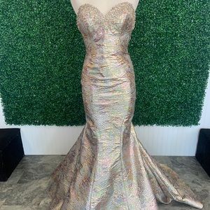 Gold Mac Duggal gown NWT